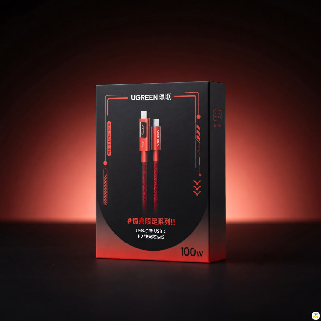 UGREEN PD100W Fast Charging Cable - Cute Animated Display