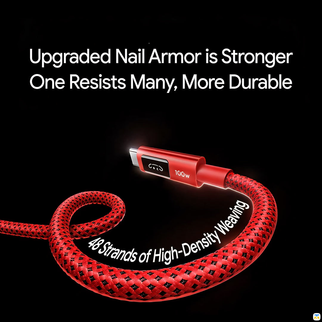 Upgraded Nail Armor is Stronger One Resists Many, More Durable - UGREEN PD100W Fast Charging Cable - Cute Animated Display