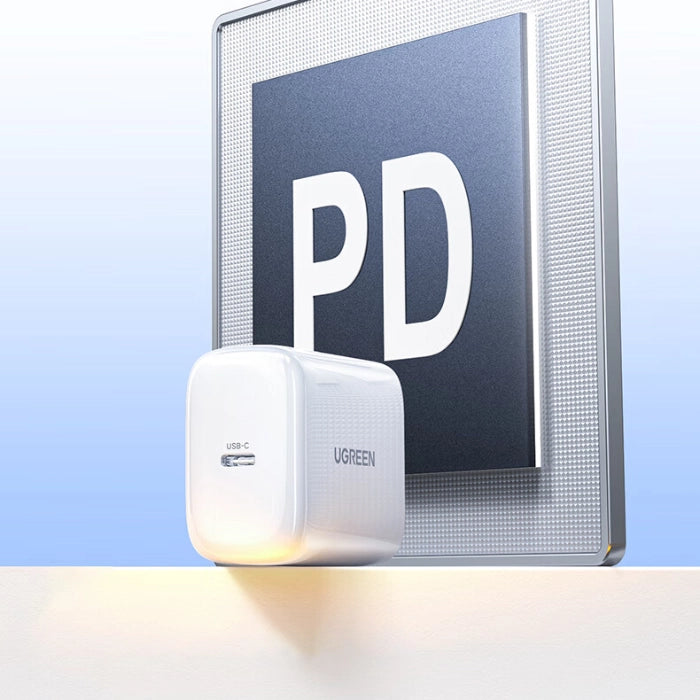 UGREEN power adapter with a PD sign in the background