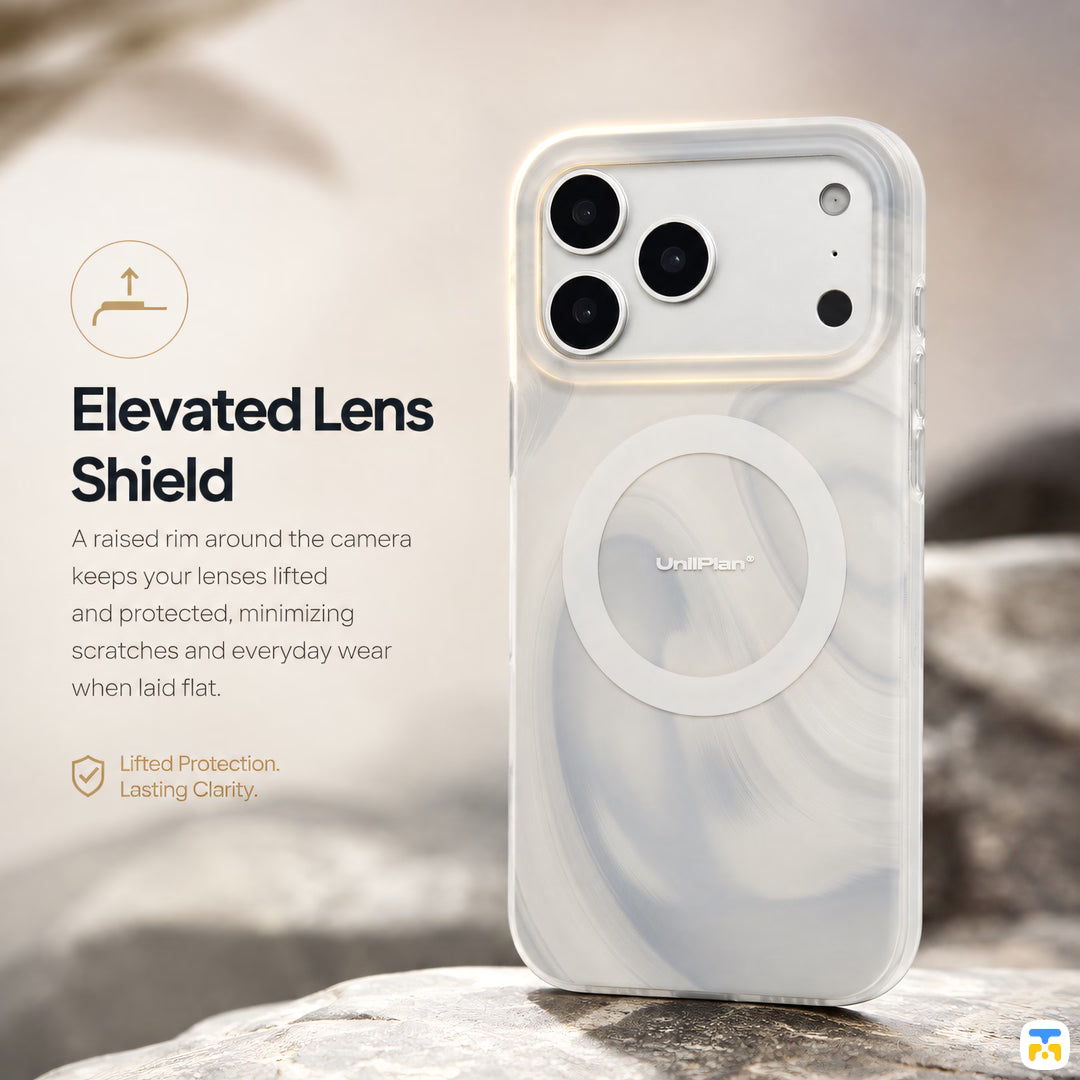Elevated Lens
Shield - UNIPLAN for iPhone 17 Series Frosted Pearl MagSafe Case