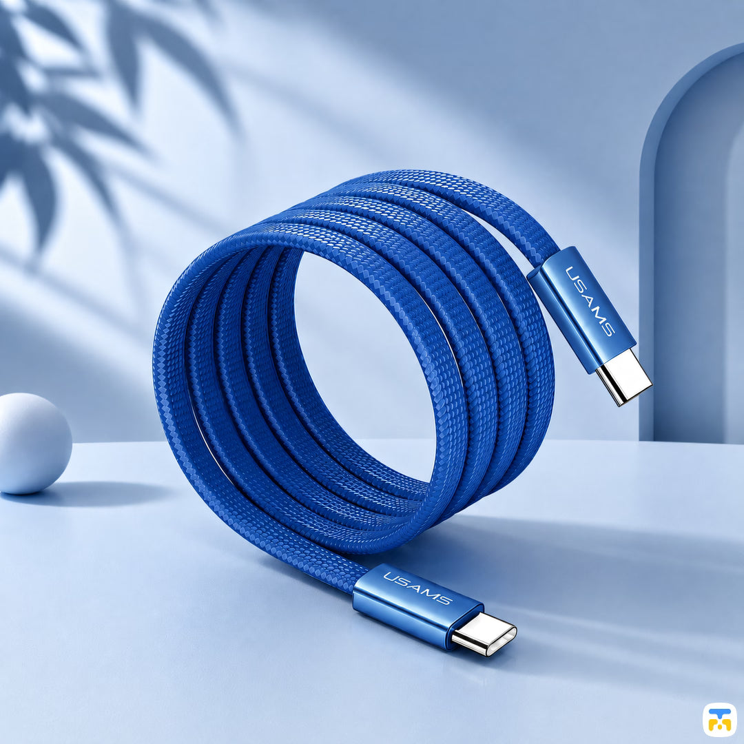 USAMS 60W Type-C to Type-C Ultra-thin Charging & Data Cable - 1.2 Meter
