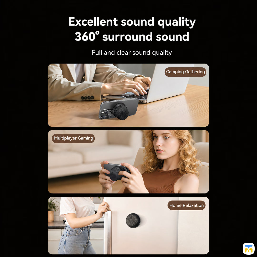 Excellent sound quality 360° surround sound - USAMS Magnetic Mini Speaker