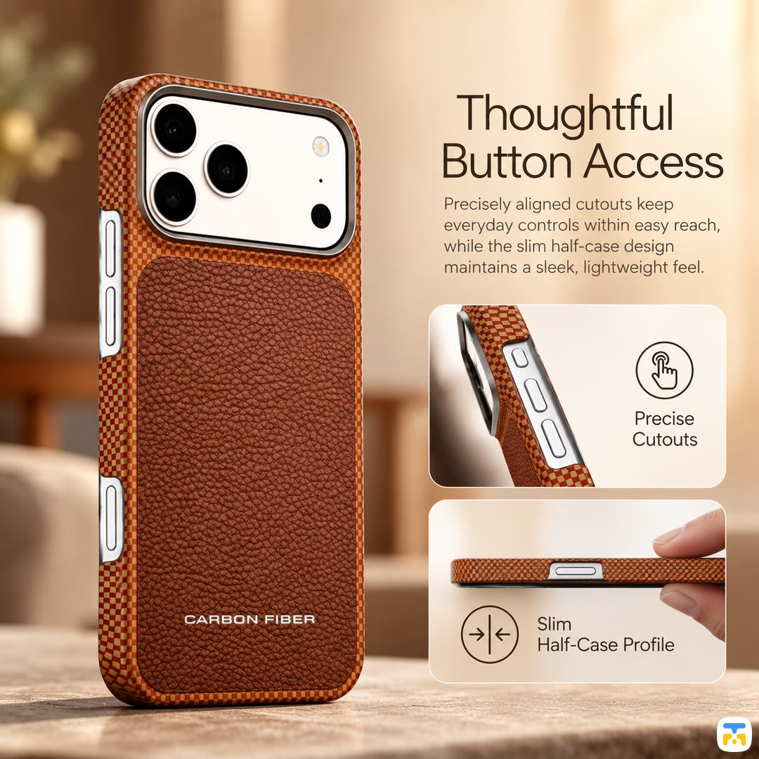 Thoughtful
Button Access - VOORCA Carbon Fiber Skin MagSafe Case