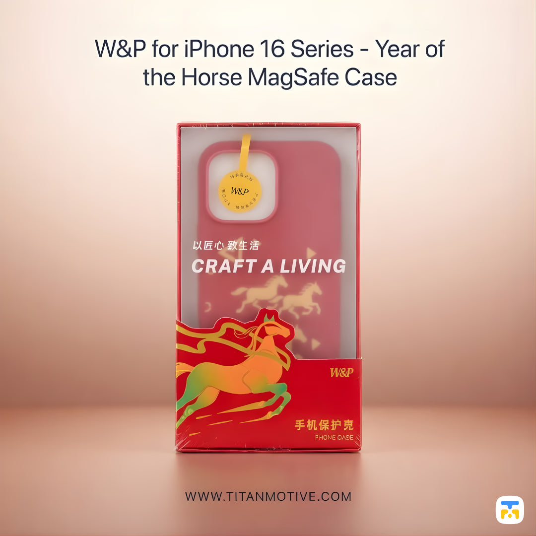 W&P Year of the Horse MagSafe case packaging on a beige background