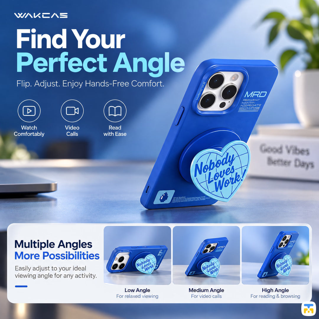 Find Your
Perfect Angle - WAKCAS Blue Heart Magnetic Phone Stand