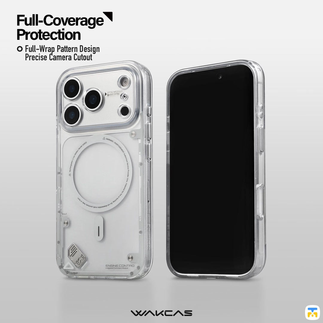 Full-Coverage
Protection - WAKCAS Clear-Cut MagSafe Magnetic iPhone Case