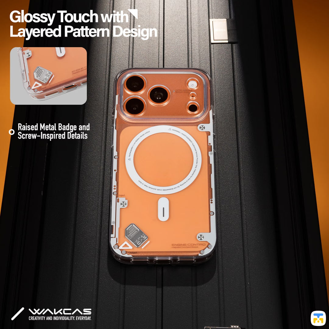 Glossy Touch with
Layered Patter Design - WAKCAS Clear-Cut MagSafe Magnetic iPhone Case