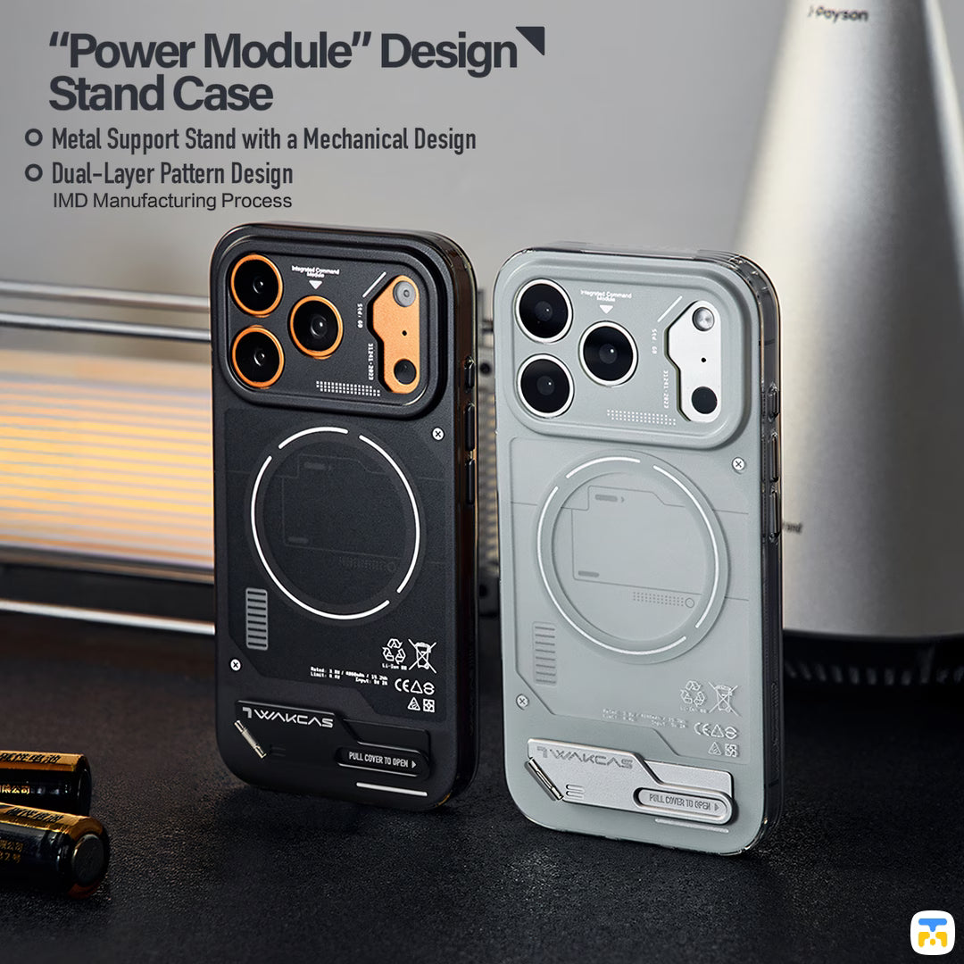 Power Module  Design
Stand Case - WAKCAS for iPhone 17 Series Energy Module MagSafe Case with Metal Stand