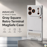 WAKCAS for iPhone 17 Series Gray Square Retro Terminal MagSafe Case