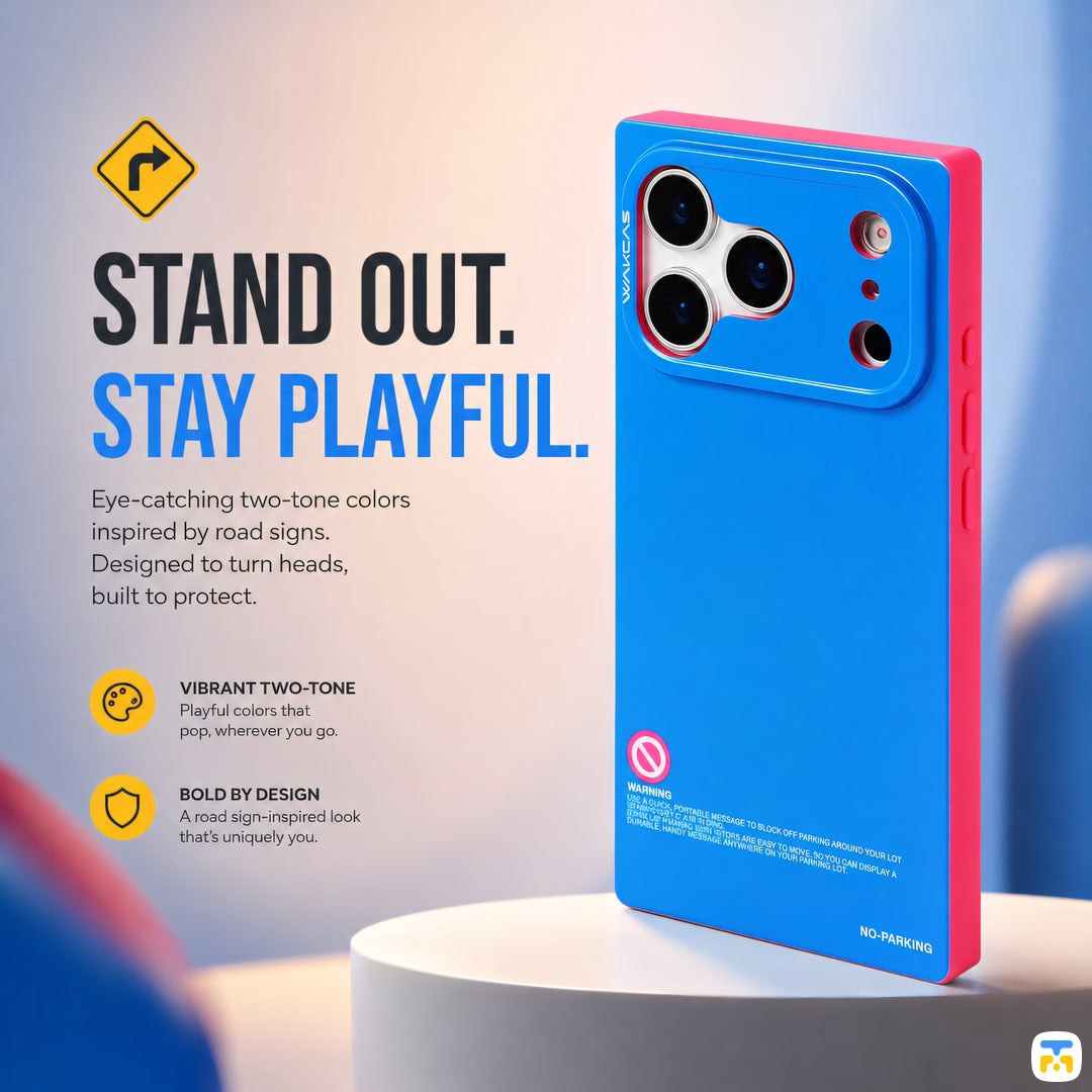 STAND OUT.
STAY PLAYFUL - WAKCAS for iPhone 17 Series Two-Tone Square MagSafe Case