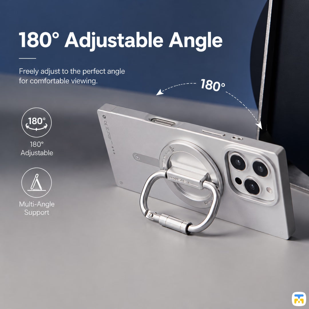 180° Adjustable Angle - WAKCAS Magnetic Carabiner Phone Holder