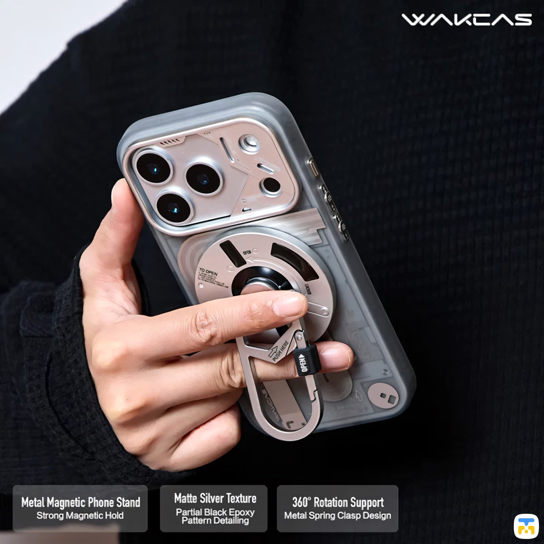 WAKCAS Matte 360° Rotation Tech-Core Metal Magnetic Stand with Spring Clip