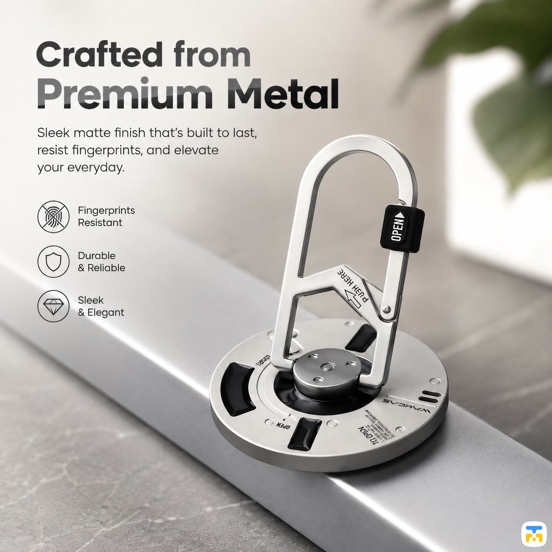 Crafted from
Premium Metal - WAKCAS Matte 360° Rotation Tech-Core Metal Magnetic Stand with Spring Clip