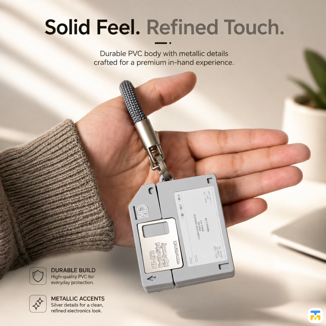 Solid Feel. Refined Touch -  WAKCAS Original Floppy Disk AirPods Case with Attachment Strap