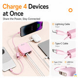 Charge 4 Devices at Once - WOPOW 10000mAh 35W Fast Charging Power Bank with Built-in Cables