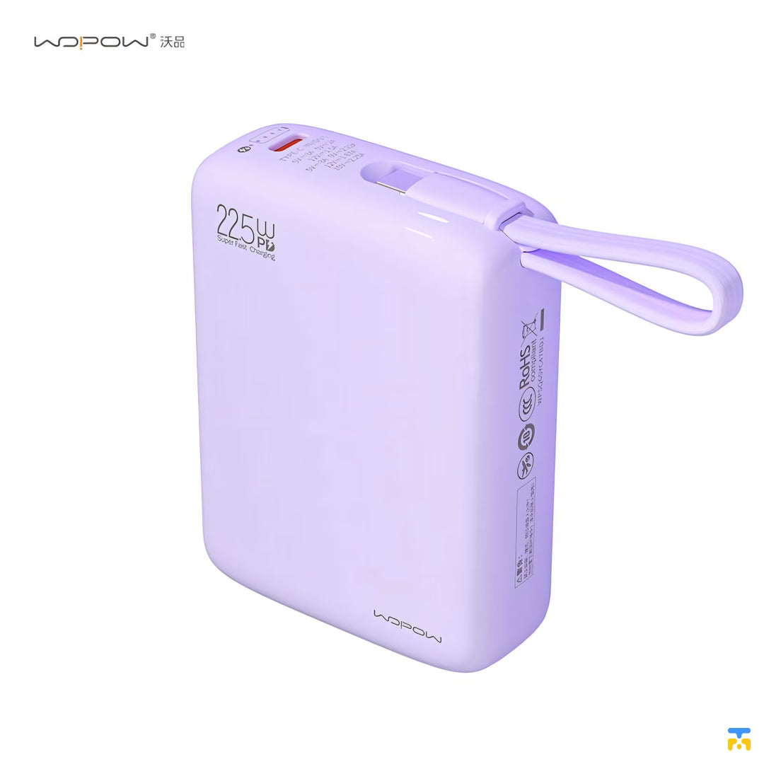 WOPOW 20000mah 22.5W Fast Charging Power Bank with Built-in Cables
