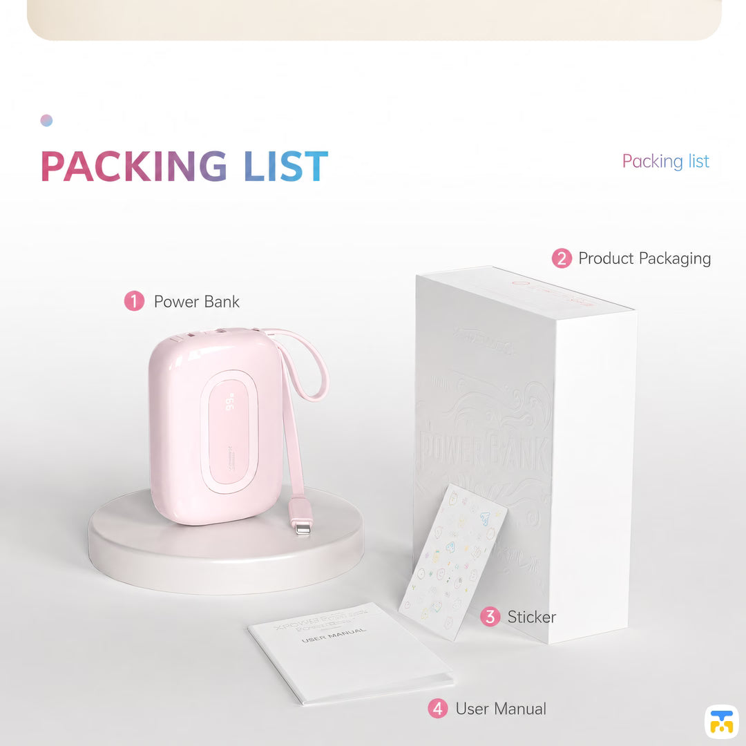 WOPOW 20000mAh Super Mini Power Bank - 22.5W Fast Charging - Lightning/Type-C