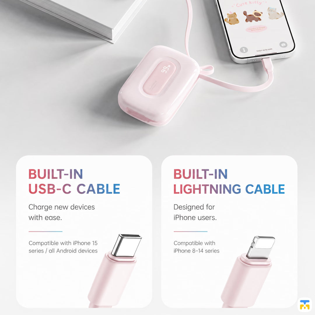 WOPOW 20000mAh Super Mini Power Bank - 22.5W Fast Charging - Lightning/Type-C