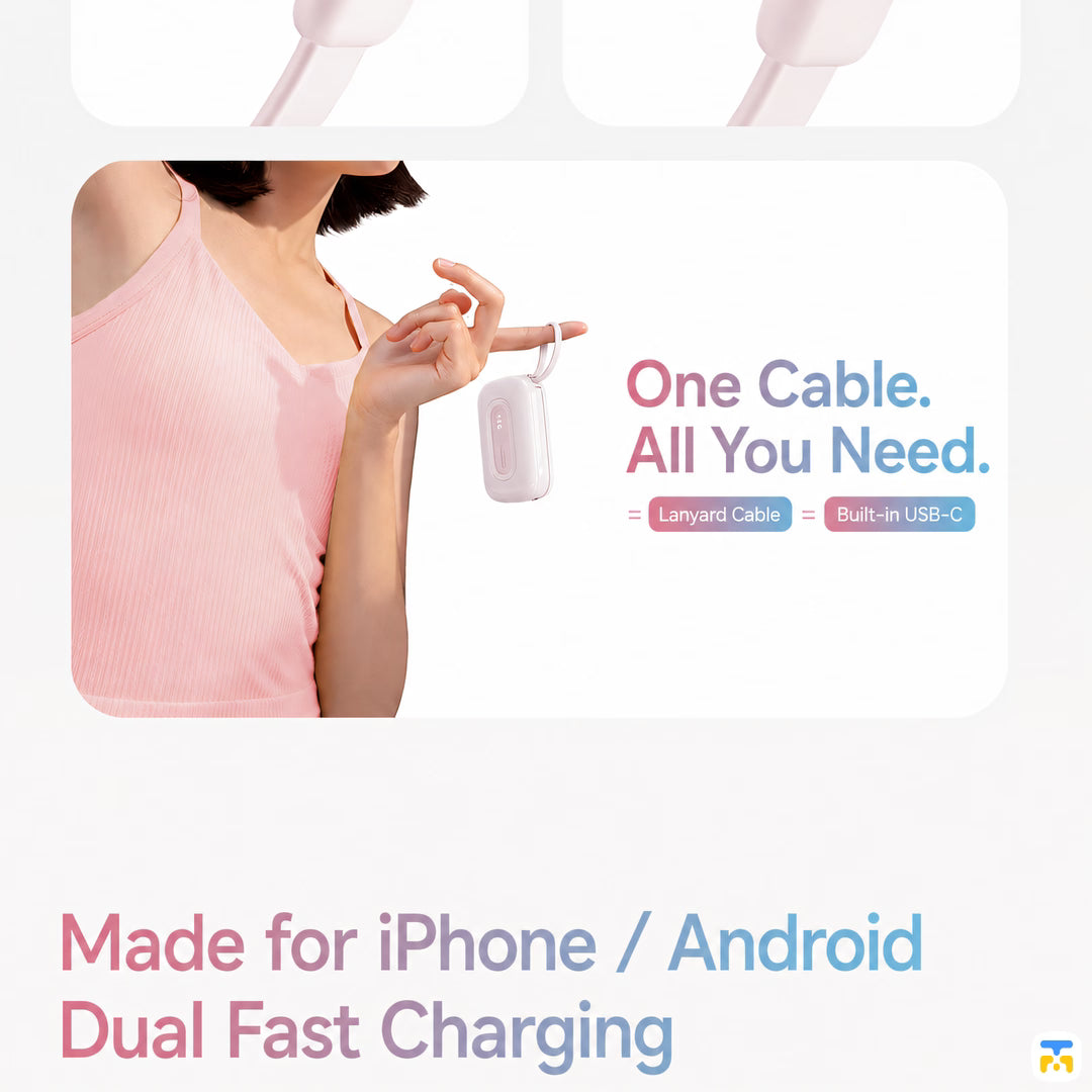 One Cable All You Need - WOPOW 20000mAh Super Mini Power Bank - 22.5W Fast Charging - Lightning/Type-C