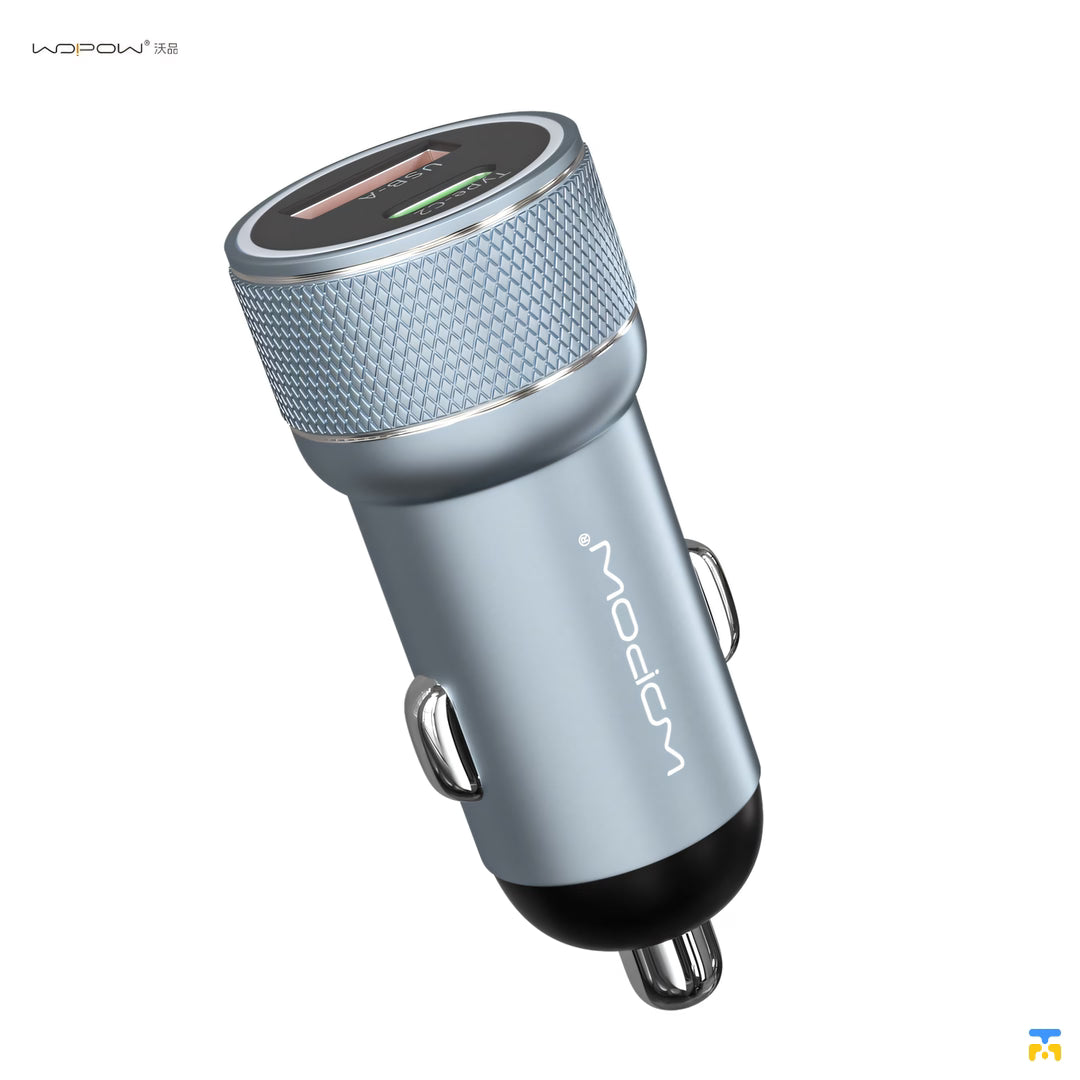 WOPOW 30W PD Fast Car Charger - 1x USB-C, 1x USB-A