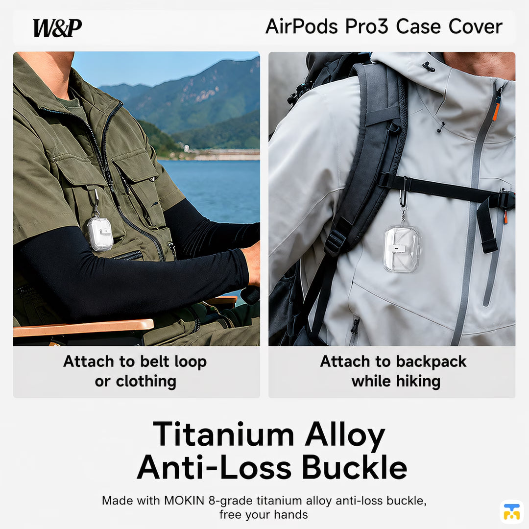 Titanium Alloy
Anti-Loss Buckle - W&P Ultra-thin Smart Flip Case for AirPods Pro 3