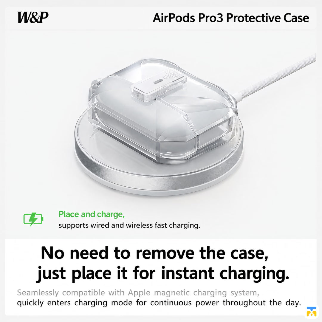 No need to remove the case,
just place it for instant charging - W&P Ultra-thin Smart Flip Case for AirPods Pro 3
