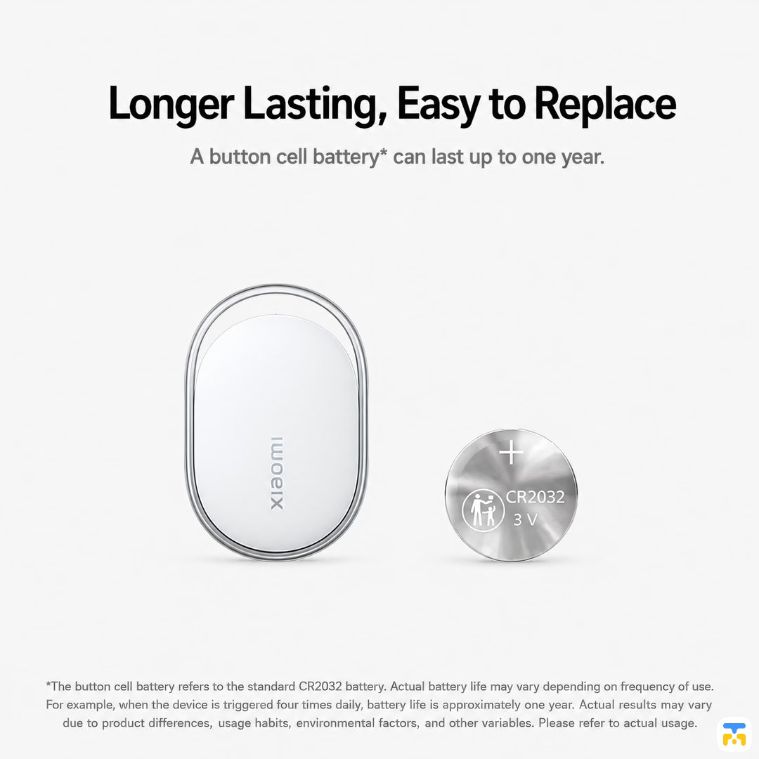 Longer Lasting, Easy to Replace Battery - Xiaomi Tag - Compatible with Apple Find My and Google Android Find Hub