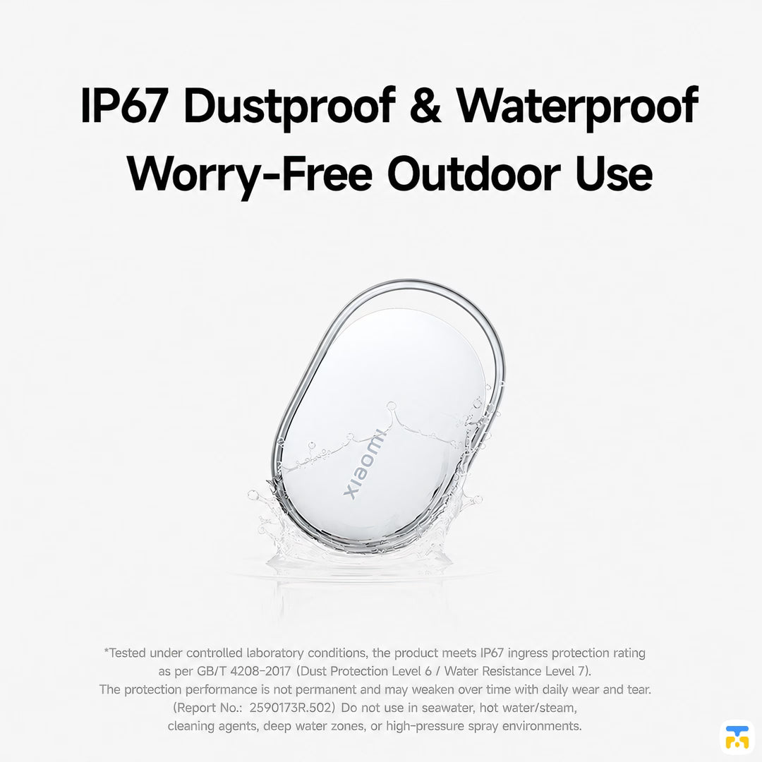 IP67 Dustproof & Waterproof Worry-Free Outdoor Use - Xiaomi Tag - Compatible with Apple Find My and Google Android Find Hub