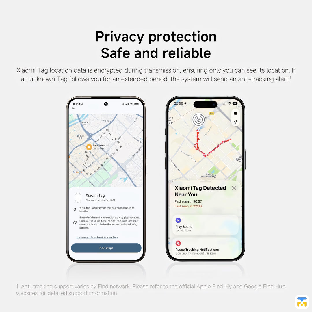 Privacy protection Safe and reliable - Xiaomi Tag - Compatible with Apple Find My and Google Android Find Hub
