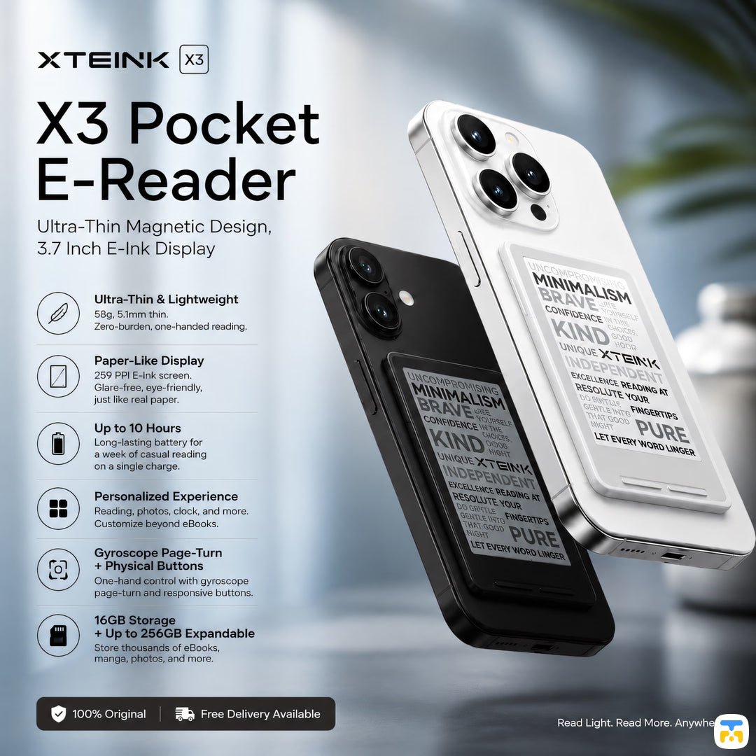 XTEINK X3 Pocket E-Reader - Ultra-Thin Magnetic Design, 3.7 Inch E-Ink Display