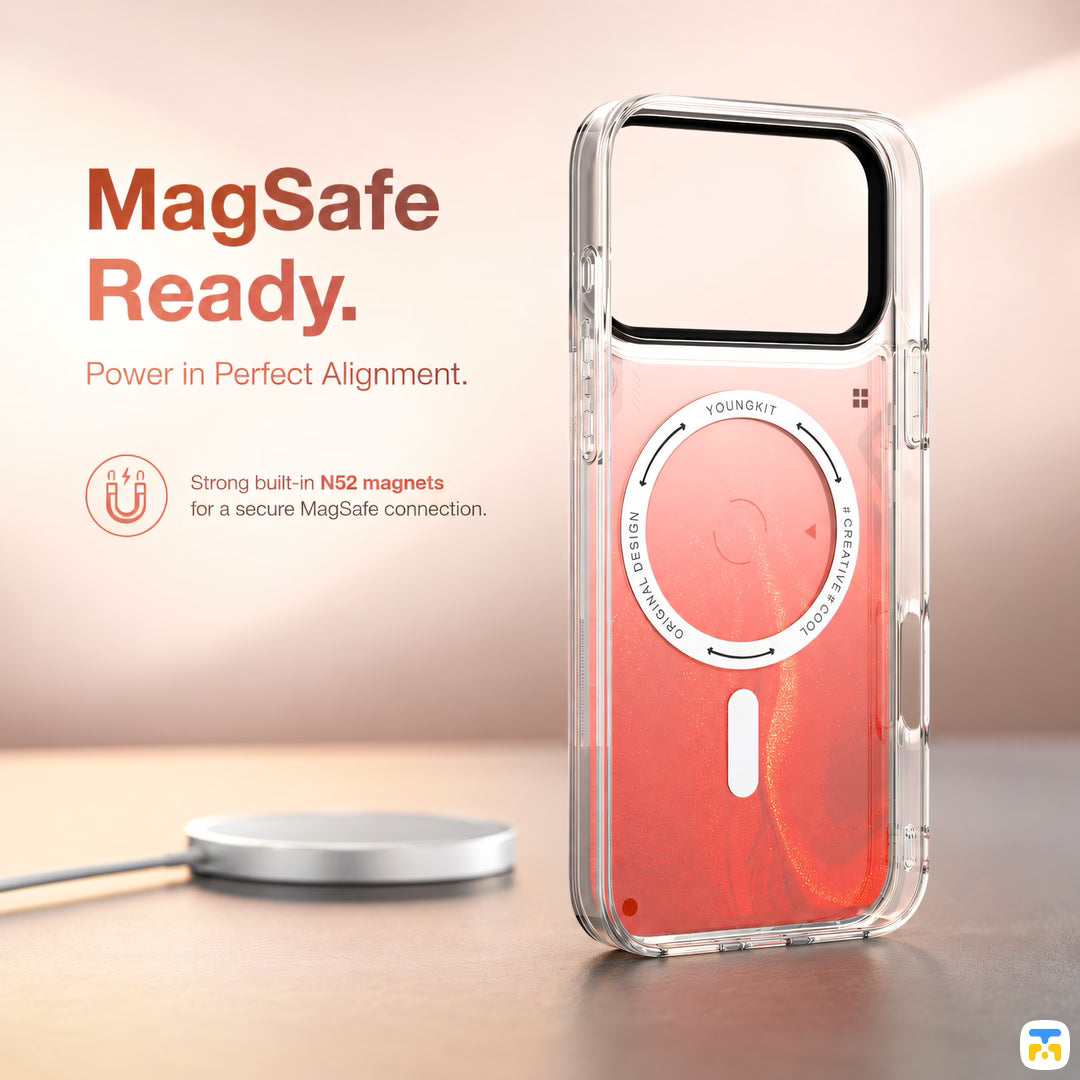 MagSafe Ready - YOUNGKIT for iPhone 17 Series Cyberpunk Luminous Quicksand Case