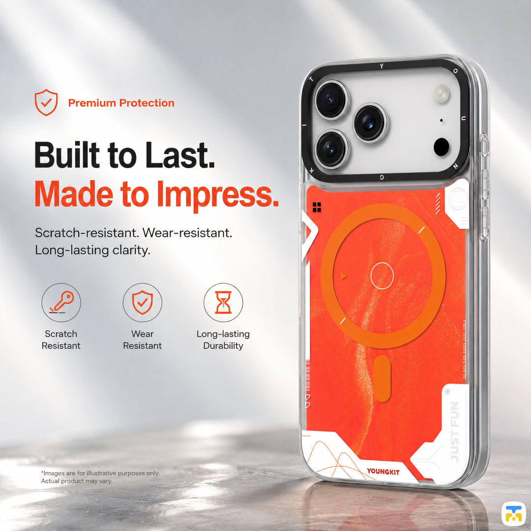 Built to Last and Made to Impress - YOUNGKIT for iPhone 17 Series Cyberpunk Luminous Quicksand Case