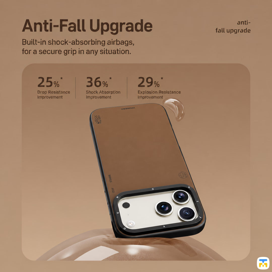 Anti-Fall Upgrade- YOUNGKIT for iPhone 17 Series Matte Leather Case